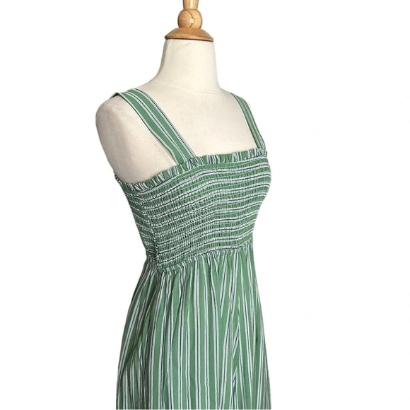 Boho Smocked Bodice Striped Wide Leg Jumpsuit Pockets, XS - Picture 5 of 16